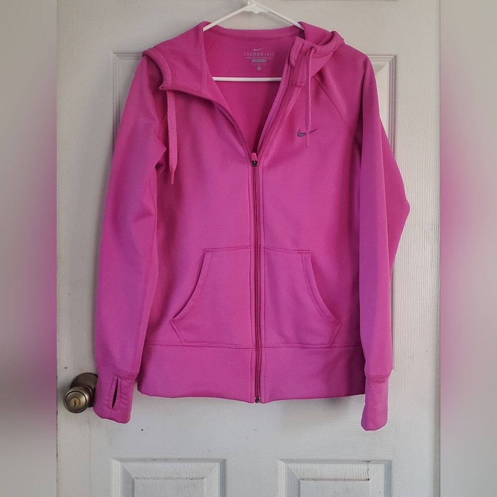 Nike Women's Hot Pink Therma Fit Full-Zip Utility Hoodie Jacket, Size Medium